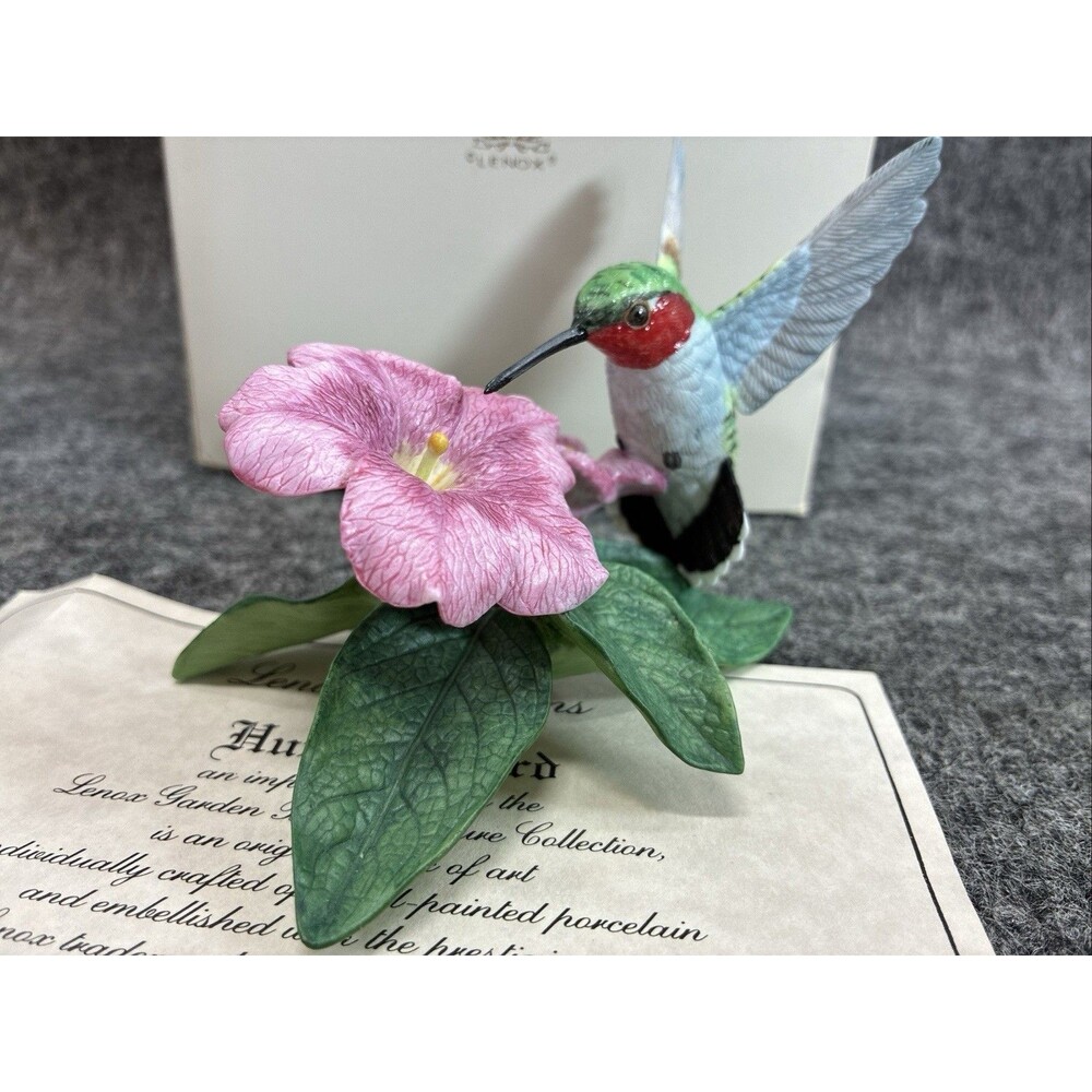 Vintage Lenox Hummingbird Garden Bird Figurine COA Box - Picture 2 of 8